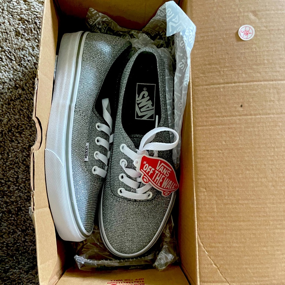 Never worn Silver sparkly vans!